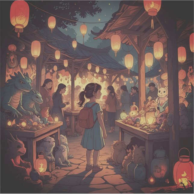 Pegatina Mercado nocturno de Lantern (Anverso)