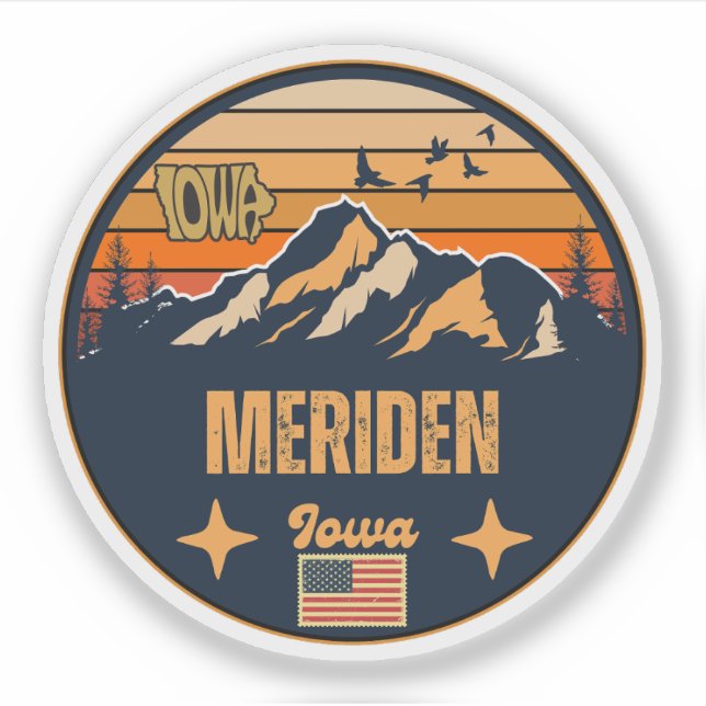 Pegatina Meriden, Iowa (Anverso)