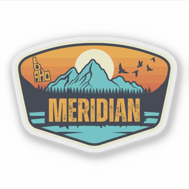Pegatina Meridian, Idaho (Anverso)