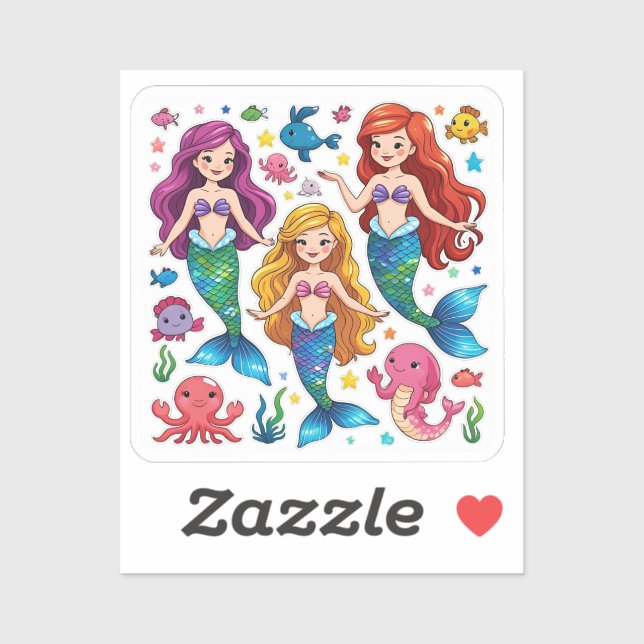 Pegatina Mermaid Friends Personalized Fun set  (Hoja)