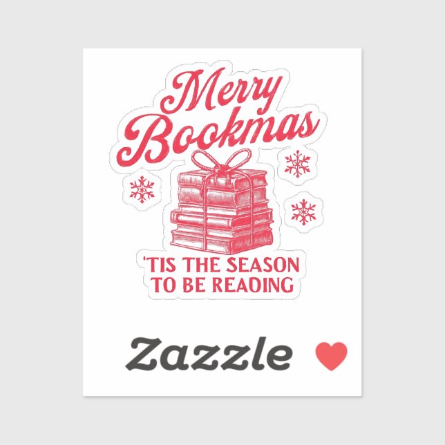 Pegatina Merry Bookmas 'tis the season to be reading  (Hoja)