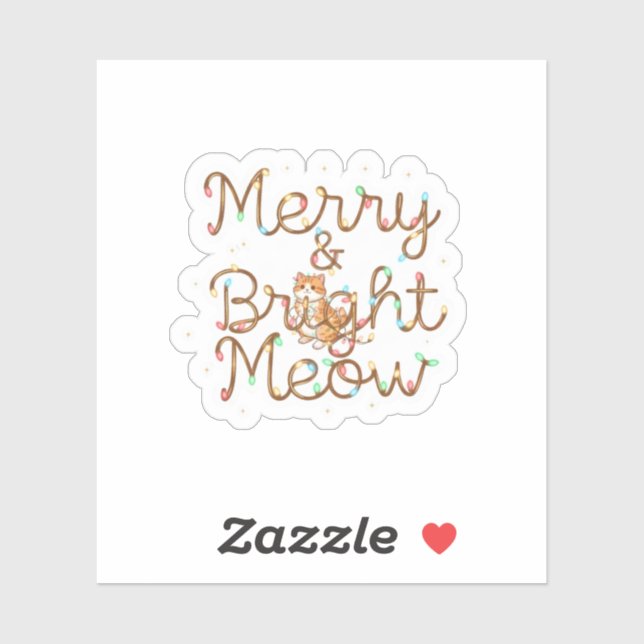 Pegatina Merry & Bright Meow Cat Silhouette Christmas  (Hoja)