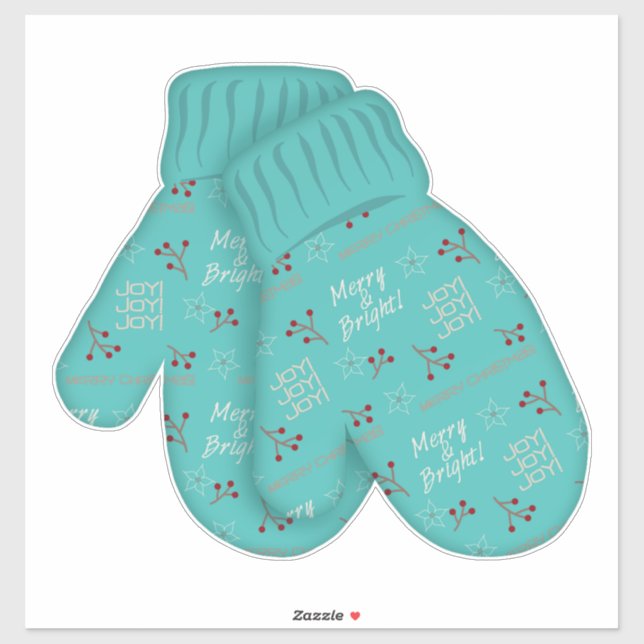 Pegatina Merry & Bright Mittens | NAVIDADES | Vacaciones gr (Hoja)