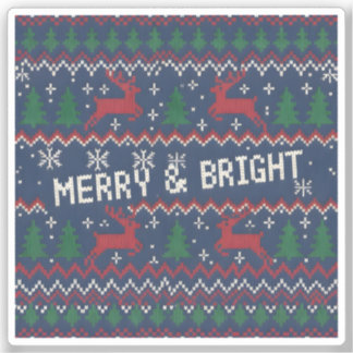 Pegatina Merry & Bright Ugly Christmas Sweater