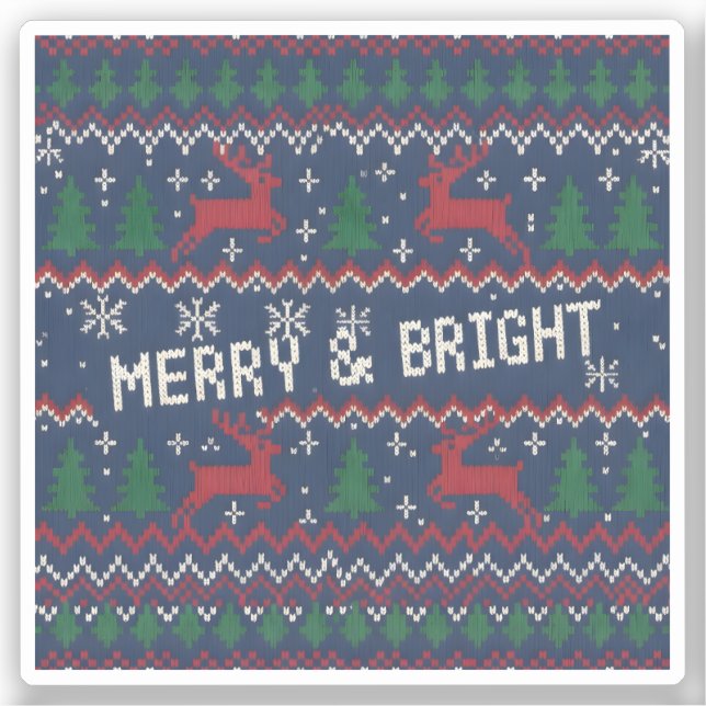 Pegatina Merry & Bright Ugly Christmas Sweater (Anverso)
