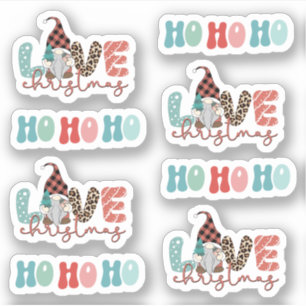 Pegatina Merry Christmas Cute Gnome leoparprint Blue Red