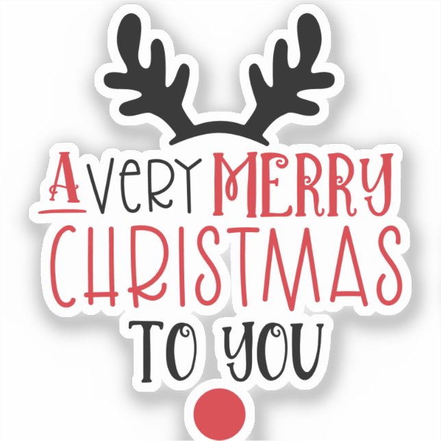 Pegatina Merry Christmas Cute Modern Typography (Anverso)