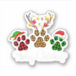 Pegatina Merry Christmas Dog Paws Luce Buffalo Plaid & Le<br><div class="desc">Merry Christmas Dog Paws Ilustra Buffalo Plaid & Leopard Xmas T-Shirt</div>