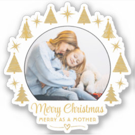 Pegatina Merry Christmas Merry As A Mother White Gold Photo