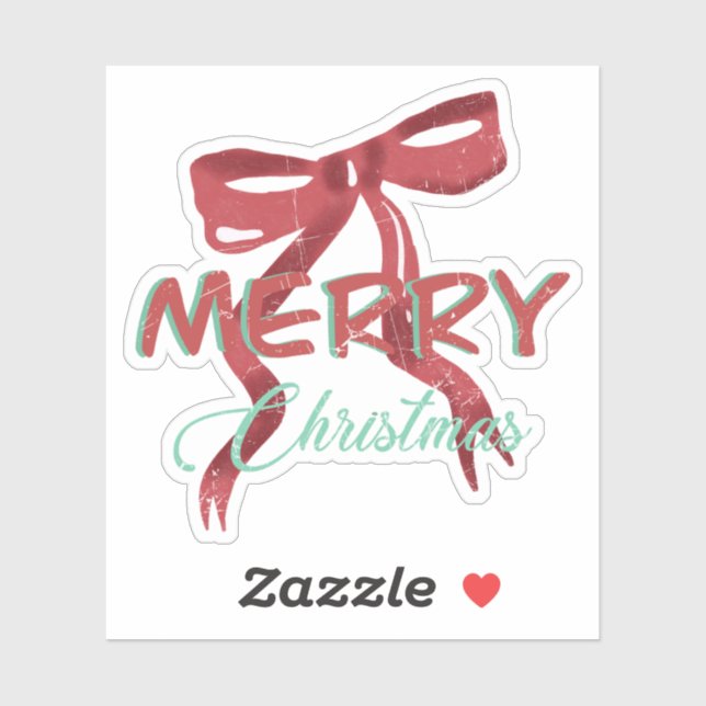 Pegatina Merry Christmas Red Bow Sticker (Hoja)