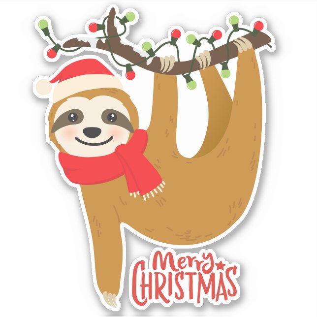 Pegatina Merry Christmas Sloth | Vacaciones (Anverso)