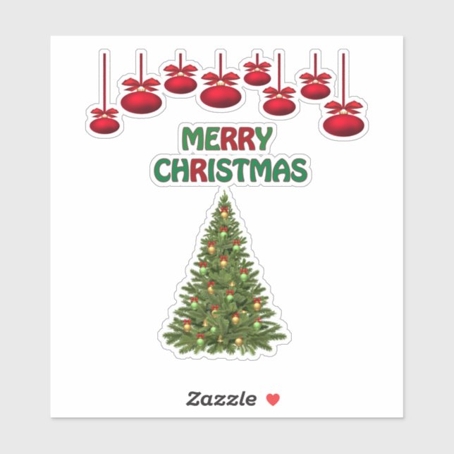 Pegatina Merry Christmas Tree presenta festividades (Hoja)