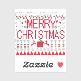 Pegatina Merry Christmas Ugly Sweater Knit Pattern