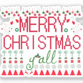 Pegatina Merry Christmas Ugly Sweater Knit Pattern