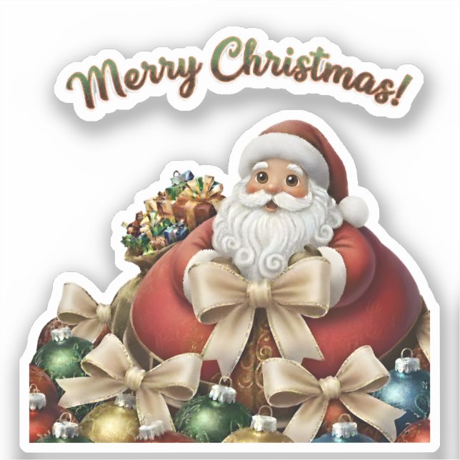 Pegatina Merry Christmas Vintage (Anverso)