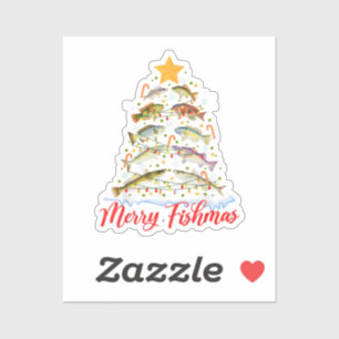Pegatina Merry Fishmas Divertido Árbol de Navidad Ilumina F