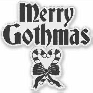 Pegatina Merry Gothmas Black and White Candy Cane Heart