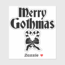 Merry Gothmas Black and White Candy Cane Heart