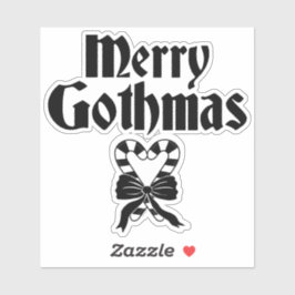 Pegatina Merry Gothmas Black and White Candy Cane Heart