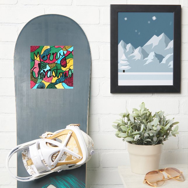 PEGATINA MERRY NAVIDAD NEUROGRÁFICA Y NEGRO (snowboard)