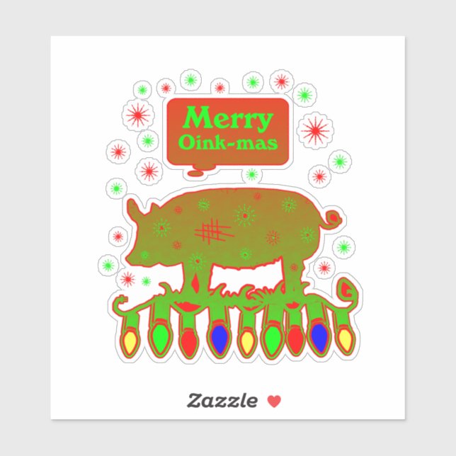 Pegatina Merry oink mas (Hoja)