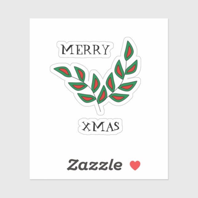 Pegatina Merry Xmas Leaf (Hoja)