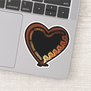 Pegatina Mes del corazón negro americano africano de San Va
