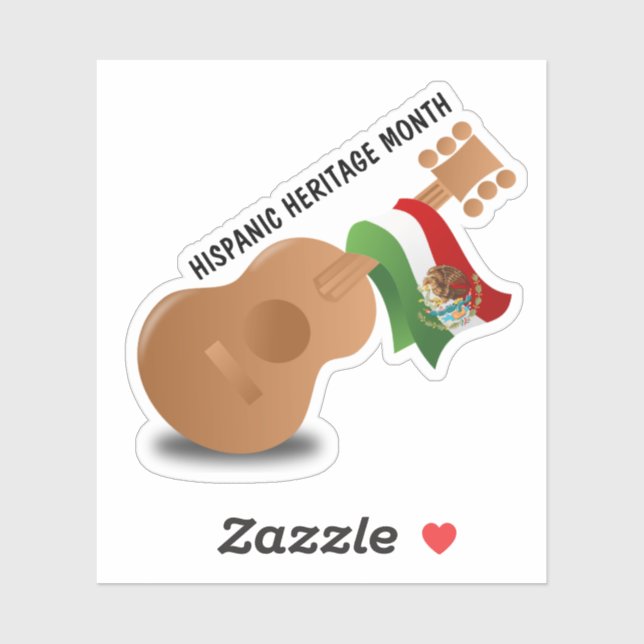 Pegatina Mes del Patrimonio Nacional Hispano - Guitarra (Hoja)