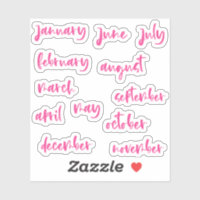 Meses del año de escritura de caligrafía rosada ca