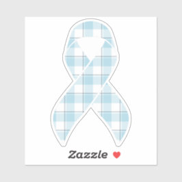 Pegatina Mesothelioma Awareness Plaid Light Blue Ribbon