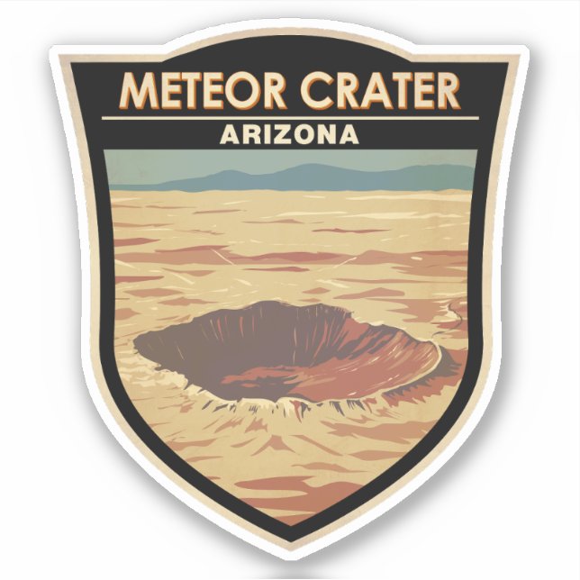 Pegatina Meteor Crater Arizona Viaje Vintage (Anverso)