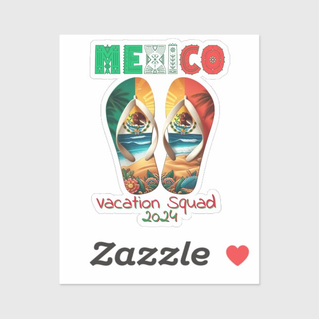 Pegatina México Flip Flop Vacation Tropical Getaway Design (Hoja)