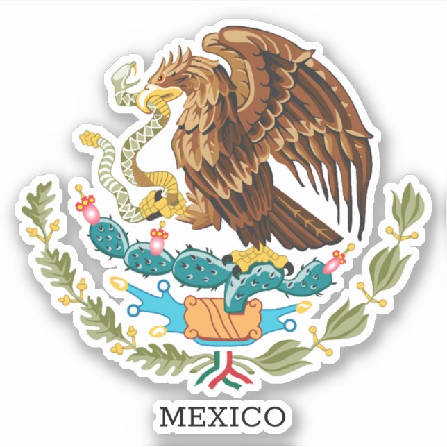Pegatina México y Águila, Bandera Mexicana (Anverso)