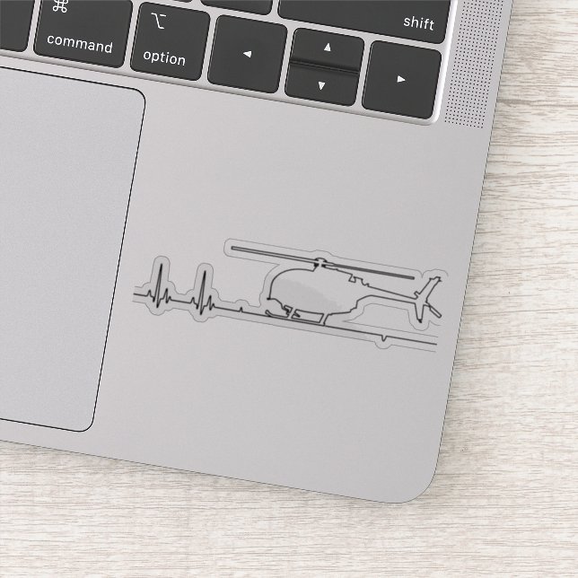 Pegatina MH-6 Little Bird Helicopter Heartbeat Pulse (Detalle)