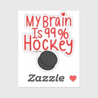 Pegatina Mi Cerebro Es 99% Hockey