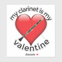 Pegatina Mi Clarinet es mi Valentine