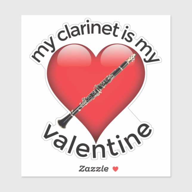 Pegatina Mi Clarinet es mi Valentine (Hoja)
