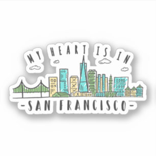 Pegatina Mi corazón está en SAN FRANCISCO - Línea aérea dib