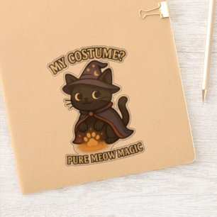 Pegatina Mi disfraz Pure Meow Magic Witch Cat Halloween