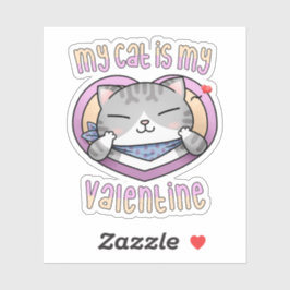 Pegatina Mi gato es mi gato de San Valentín