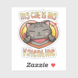 Pegatina Mi gato es mi gato de San Valentín