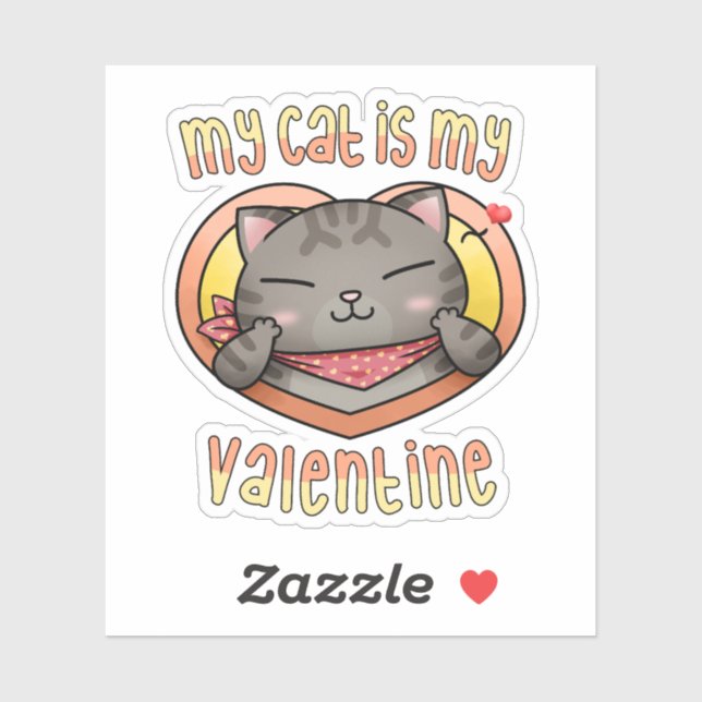Pegatina Mi gato es mi gato de San Valentín (Hoja)