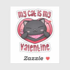 Pegatina Mi gato es mi gato negro de San Valentín