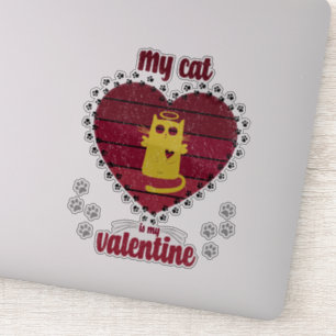 Pegatina Mi Gato Es Mi Valentín Gracioso regalo de amante