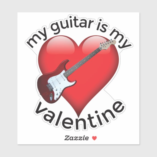 Pegatina Mi guitarra es mi San Valentín (Hoja)