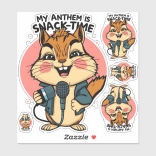 Pegatina Mi himno es Snack-Time Funny Punk Squirrel Microp