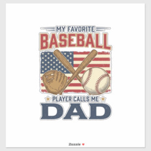 Pegatina Mi jugador de béisbol favorito me llama papá vinta