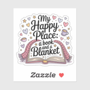 Pegatina Mi libro Happy Place y una amplia y alegre bienven