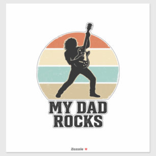 Pegatina Mi Papá Rocks Camiseta Diseño Atardecer Guitarra V