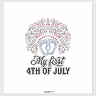 Pegatina Mi Primer 4 de Julio Bebé Pies Camiseta Patriótica